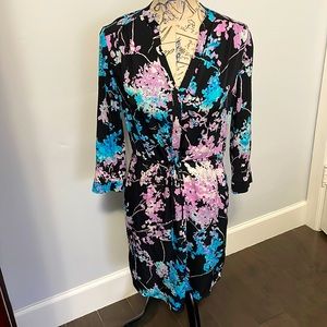 DIANE VON FURSTENBERG 3/4 sleeve floral print dress